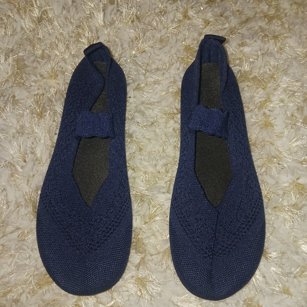 NEW Women Navy Blue Elastic Loafer Shoes - Picture 2 of 7